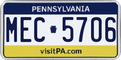 PA license plate MEC5706