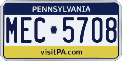 PA license plate MEC5708