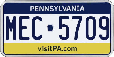 PA license plate MEC5709