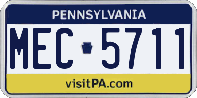PA license plate MEC5711