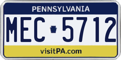 PA license plate MEC5712