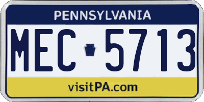 PA license plate MEC5713