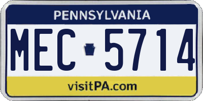 PA license plate MEC5714