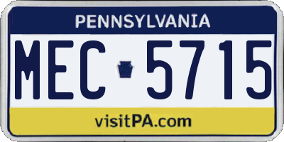 PA license plate MEC5715
