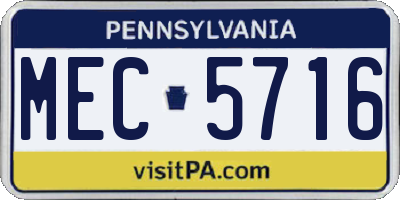 PA license plate MEC5716