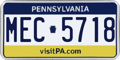PA license plate MEC5718
