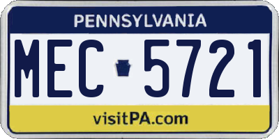 PA license plate MEC5721