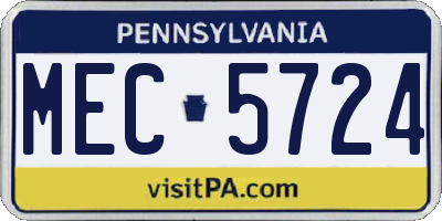PA license plate MEC5724