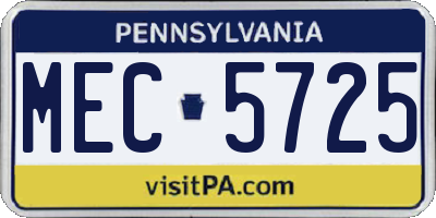 PA license plate MEC5725