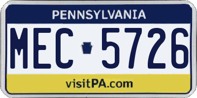 PA license plate MEC5726