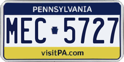 PA license plate MEC5727