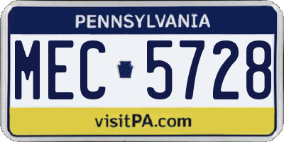 PA license plate MEC5728