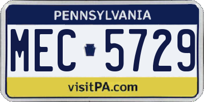 PA license plate MEC5729