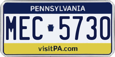 PA license plate MEC5730