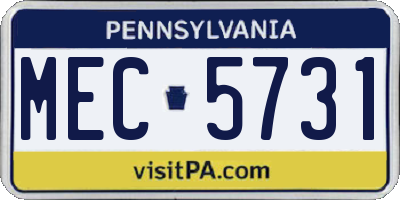 PA license plate MEC5731
