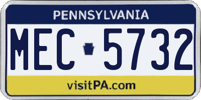 PA license plate MEC5732
