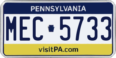 PA license plate MEC5733