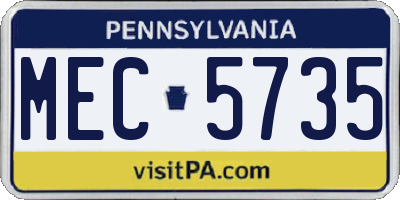 PA license plate MEC5735