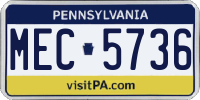 PA license plate MEC5736