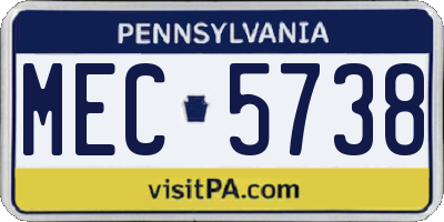 PA license plate MEC5738