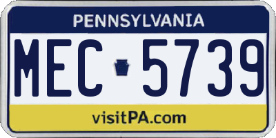 PA license plate MEC5739