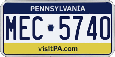 PA license plate MEC5740