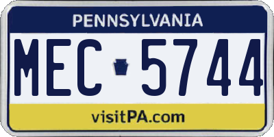 PA license plate MEC5744