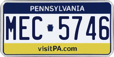 PA license plate MEC5746