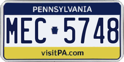 PA license plate MEC5748