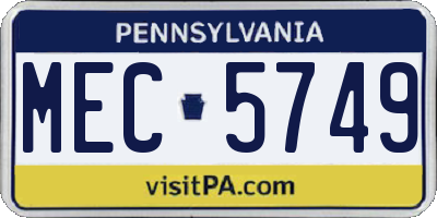PA license plate MEC5749
