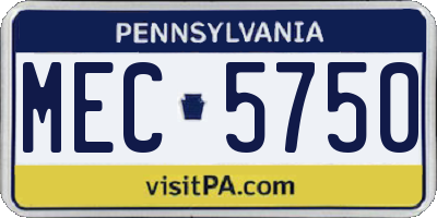 PA license plate MEC5750