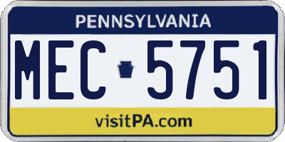 PA license plate MEC5751