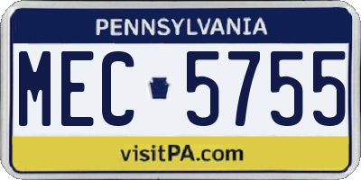 PA license plate MEC5755