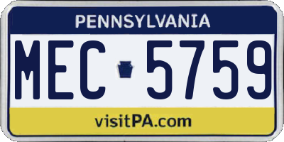 PA license plate MEC5759