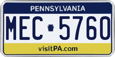 PA license plate MEC5760