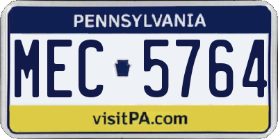 PA license plate MEC5764