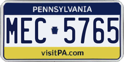 PA license plate MEC5765