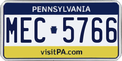 PA license plate MEC5766