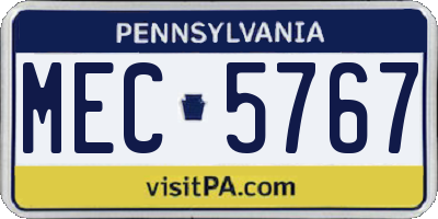 PA license plate MEC5767