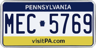 PA license plate MEC5769