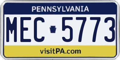 PA license plate MEC5773