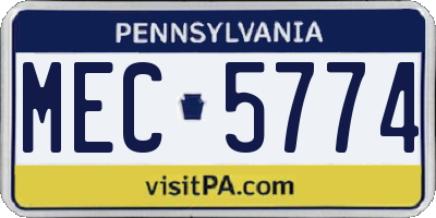 PA license plate MEC5774