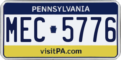PA license plate MEC5776