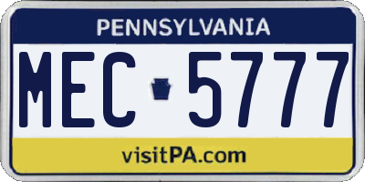 PA license plate MEC5777
