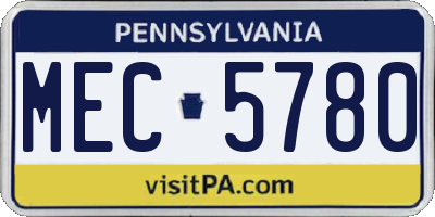PA license plate MEC5780