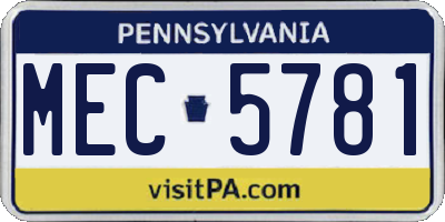 PA license plate MEC5781