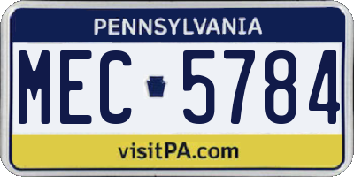 PA license plate MEC5784