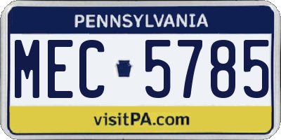 PA license plate MEC5785