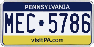 PA license plate MEC5786