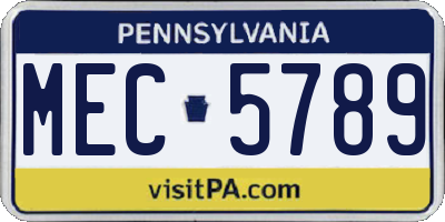 PA license plate MEC5789